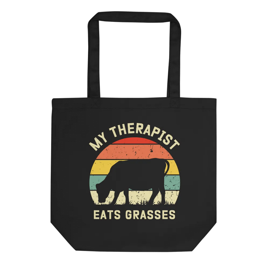 "My therapist grasses-cow" black bag (medium size) product image (3)