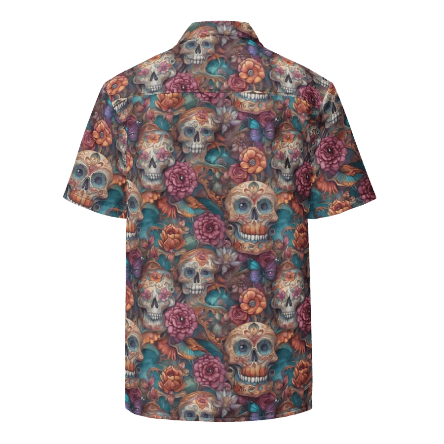 Dia de los Muertos Pattern: Sugar Skulls and Butterflies Hawaiian Shirt product image (2)
