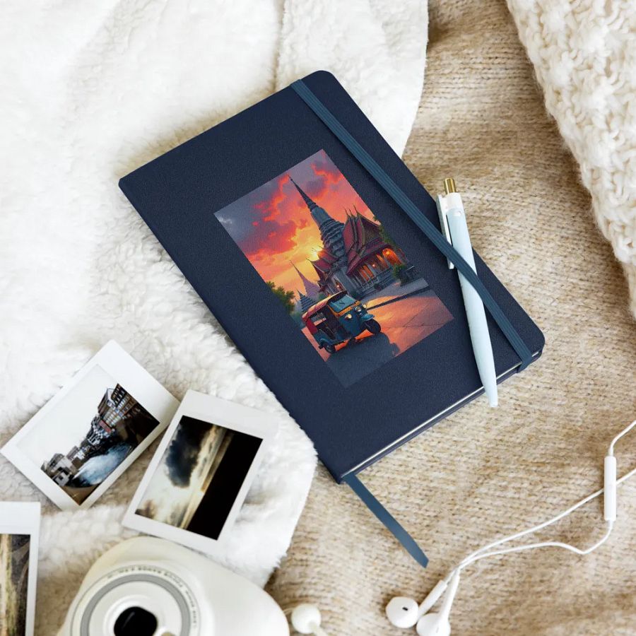 Tuk-Tuk at Sunset Near Thai Temple hardcover notebook product image (10)