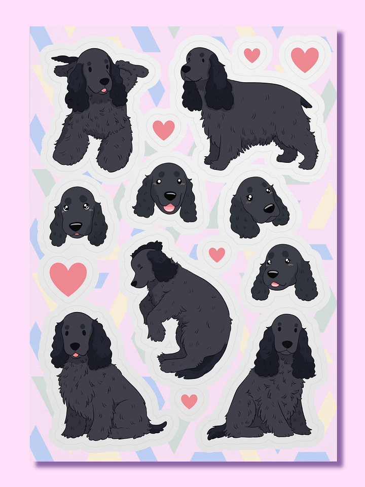 Lovable Black English Cocker Spaniel Pup Kiss Cut Sticker Sheet product image (1)