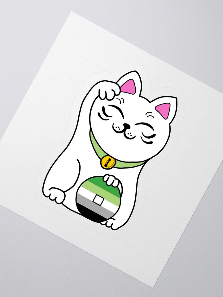 Maneki neko aromantic pride sticker product image (6)