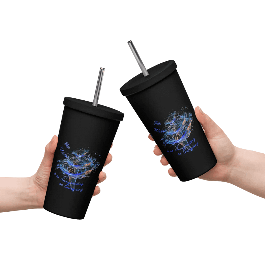 Insulated Tumbler with beautiful swirly blue whirlpool design featuring ' This water is so energising' product image (4)