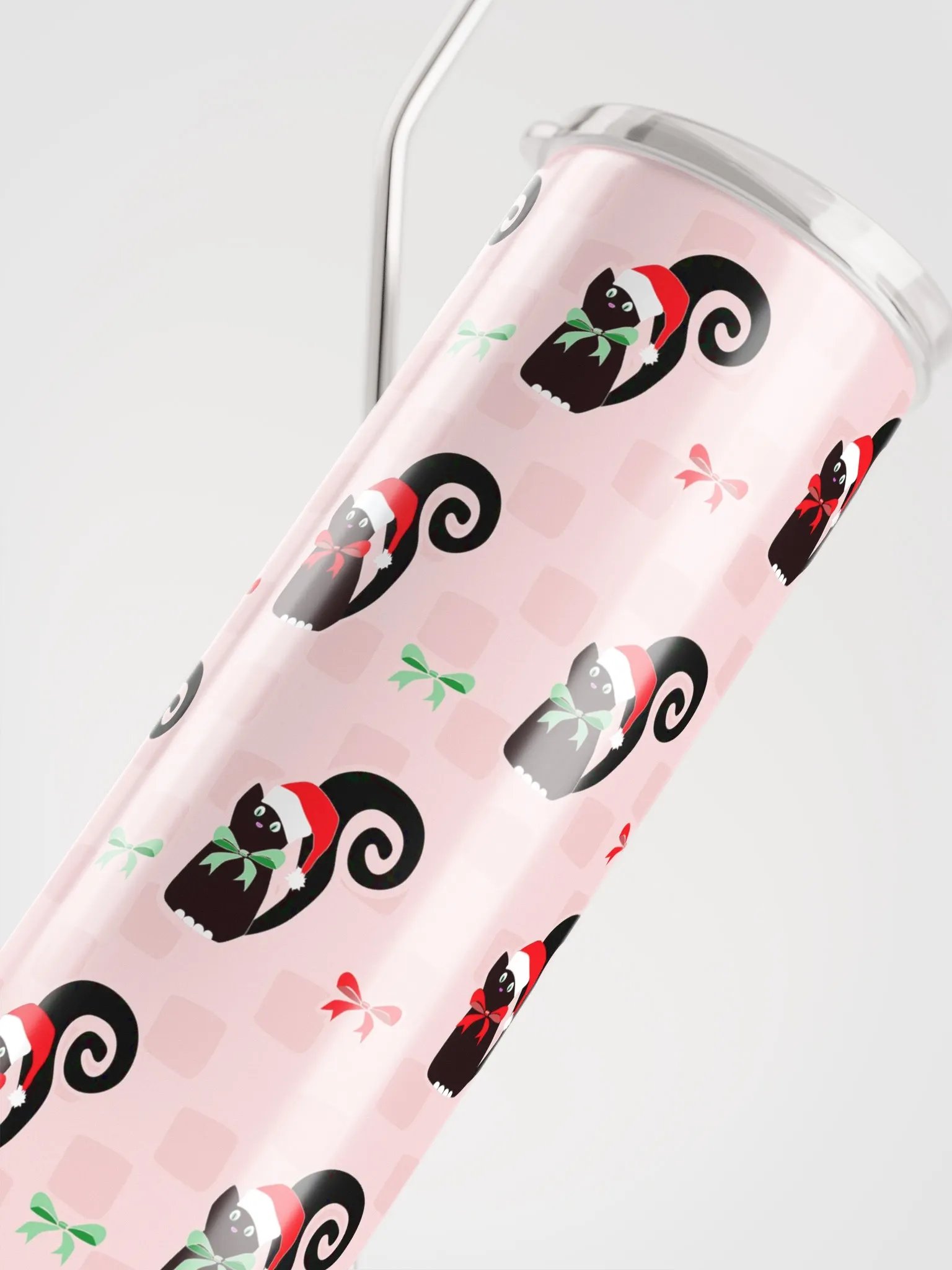 Christmas Kitties in a Row 20 oz Stainless Steel Tumbler with Straw - Pink product image (11)