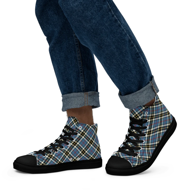 Thompson Blue Tartan Men's High Top Shoes product image (5)