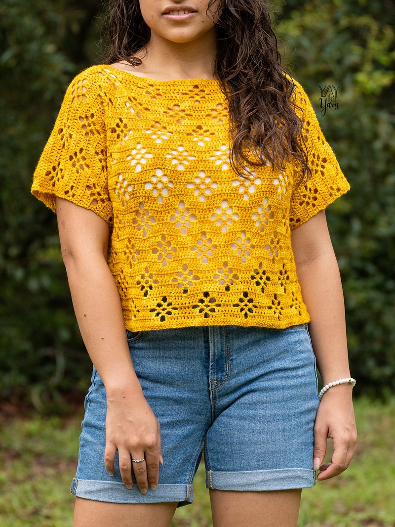 Daisy Tee - Easy Summer Lace Top - PDF Crochet Pattern & Video Tutorial