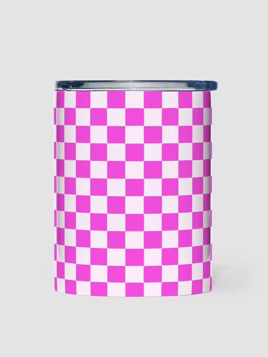 Checkered! Neon Pink and White Checkers 10 oz Stainless Steel Tumbler product image (1)