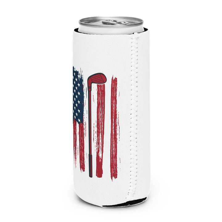 USA Flag Golfing Patriotic Can Cooler product image (2)