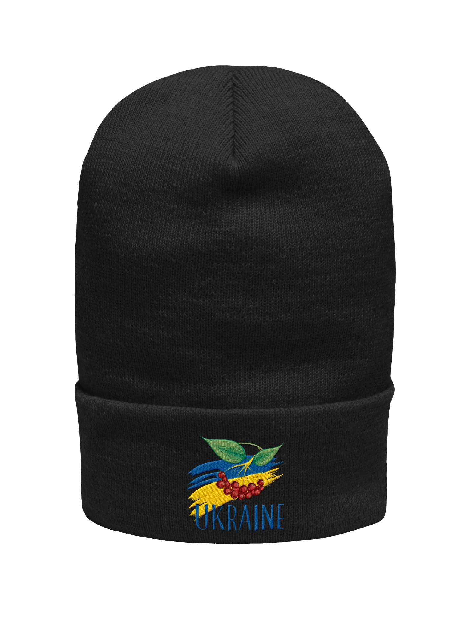 Ukraine Kalyna Red Berries Ukrainian Folk Symbol Heritage | Yupoong Cuffed Beanie | Embroidered product image (1)