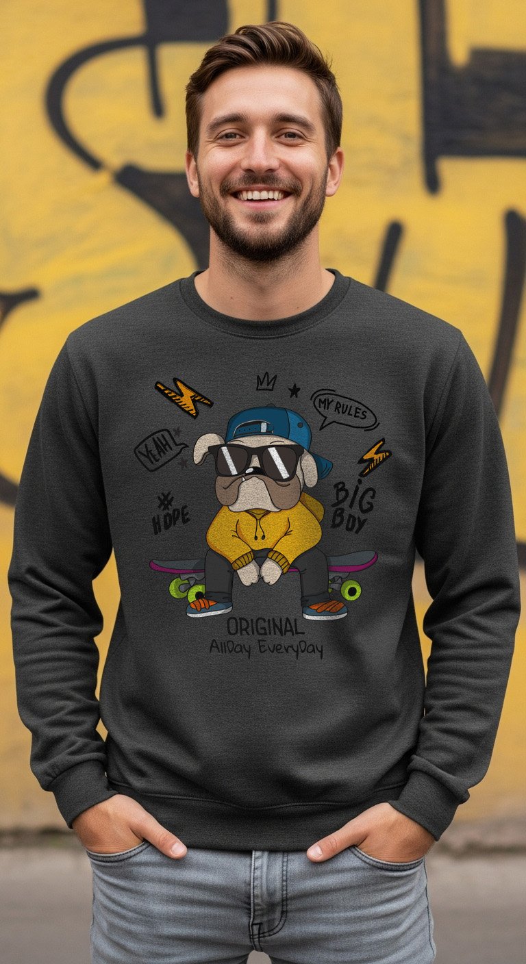 Crew Neck Sweatshirts Skater Dog Streetwear Graphic product image (1)