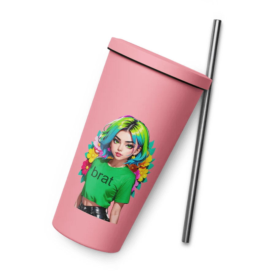 Brat 20 oz Tumbler Cup - Pink - Insulated Tumbler with a Straw v1 product image (8)