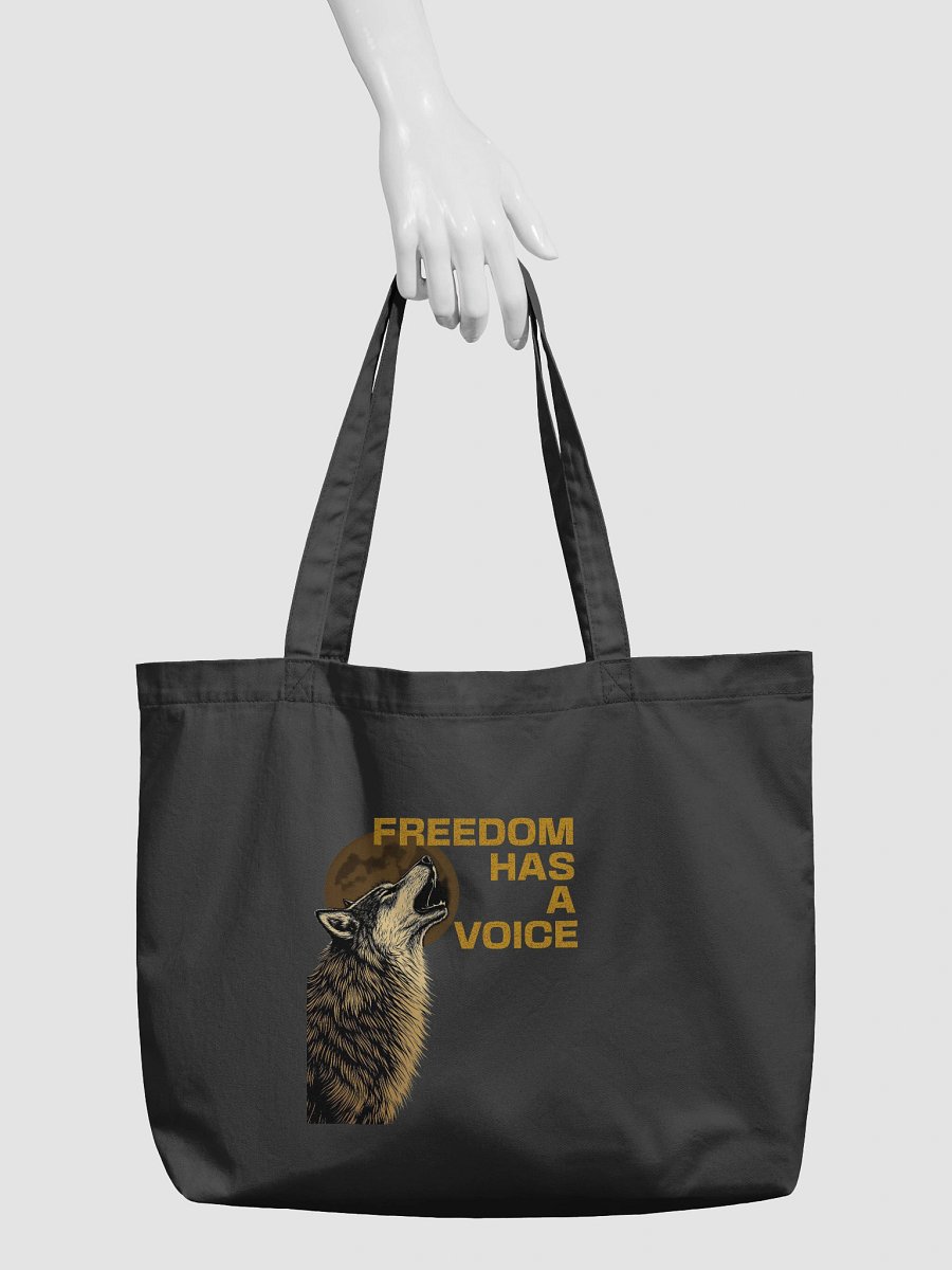 Freedom Has a Voice Howling Wolf – Organic Cotton Tote Bag (Wide) product image (3)