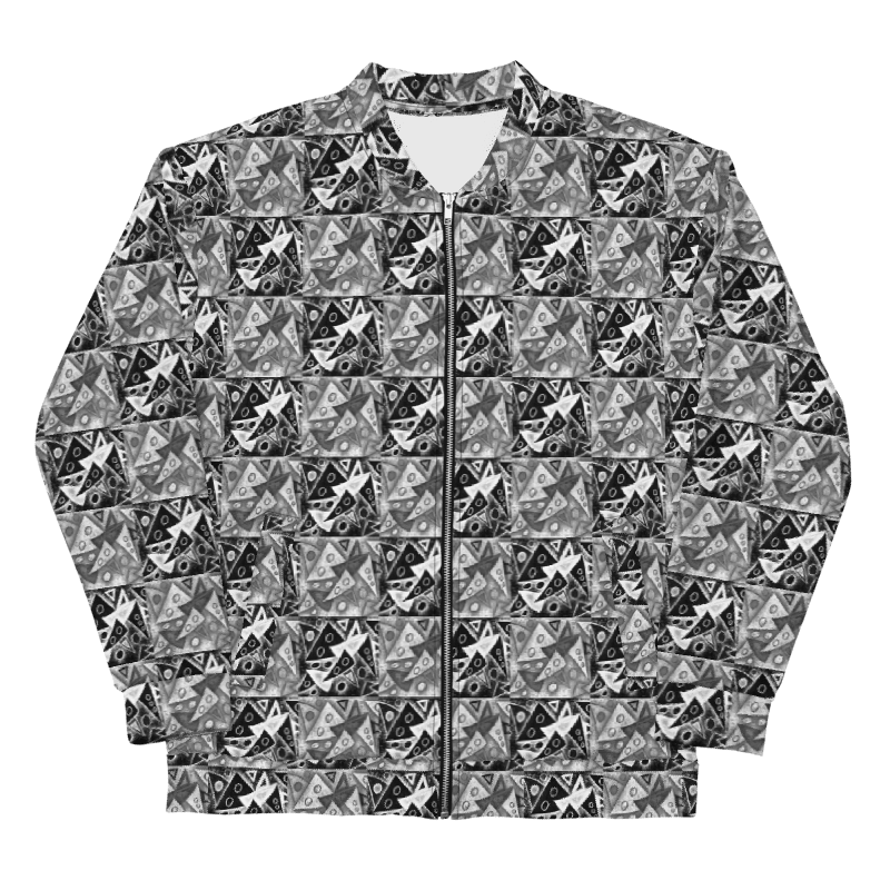 Abstract Triangles in Grey, Black and White Unisex Bomber Jacket product image (6)