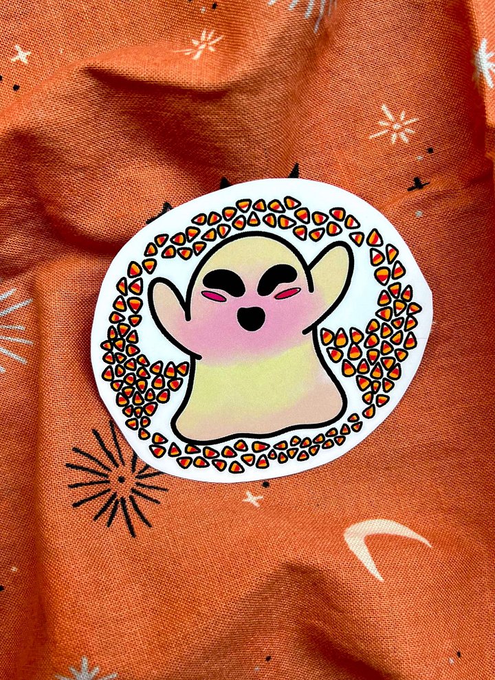 Candy Corn Ghost | Vinyl Glossy Sticker product image (1)