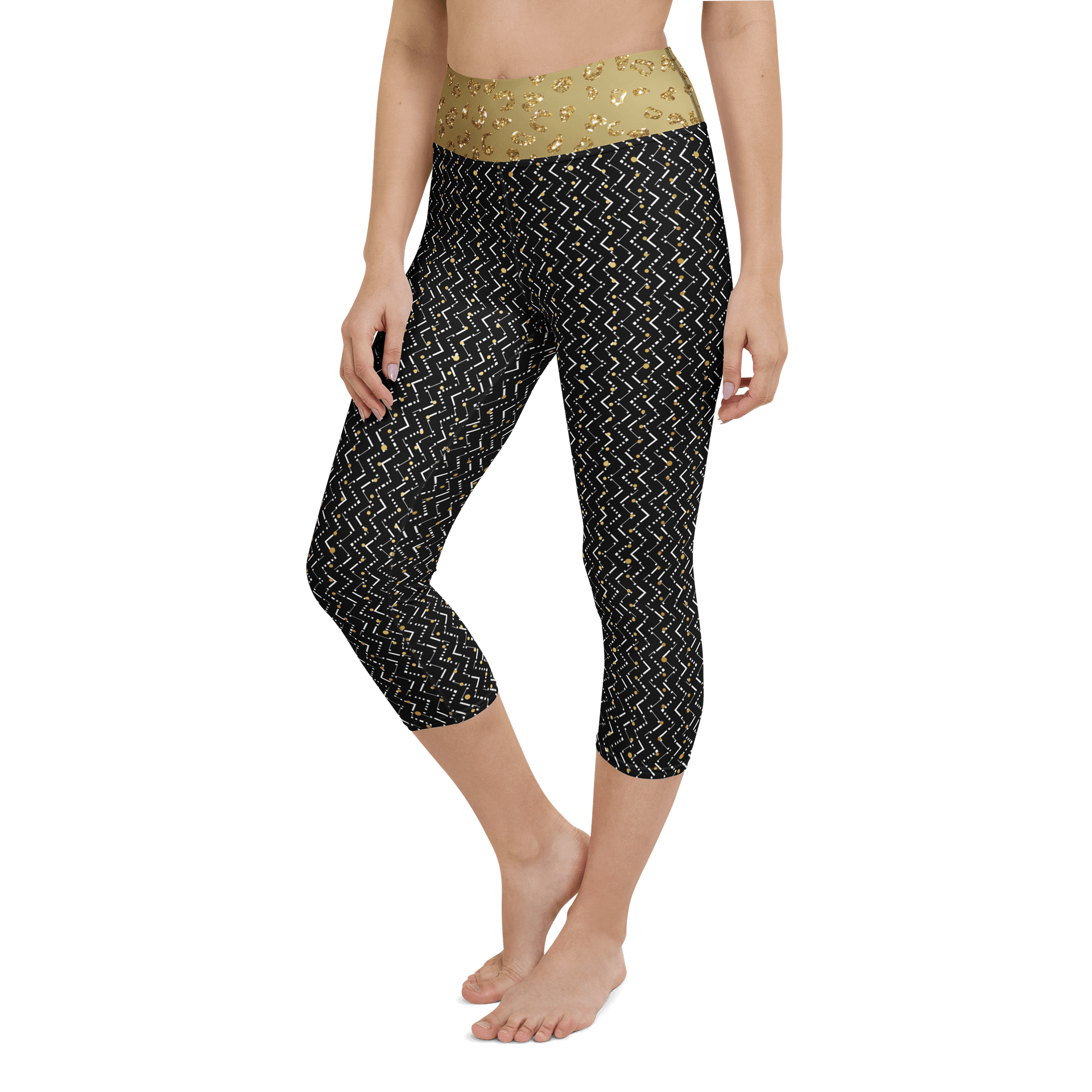 Zigzag Wild – Gold Dusted Capri Yoga Leggings product image (6)