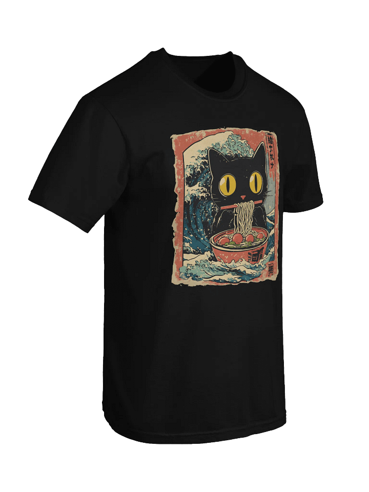 Ramen Eating Black Cat T-Shirt – Relaxed Fit Heavyweight Unisex Cotton T-Shirt product image (11)