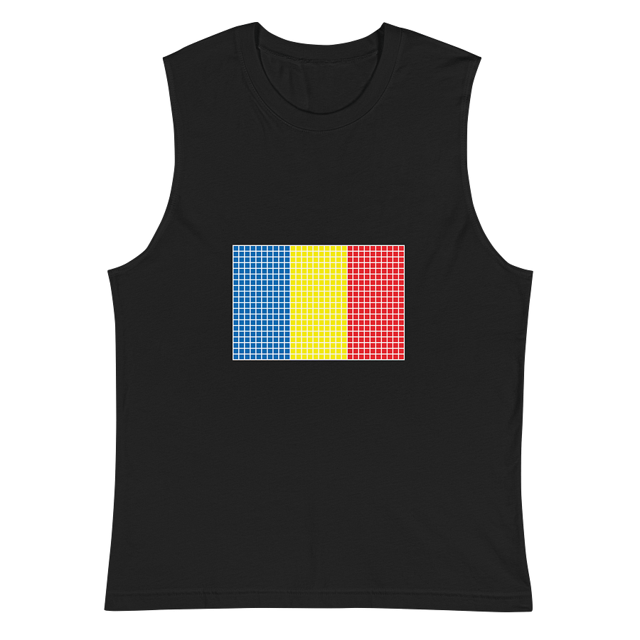 Pixelated flag of Romania Muscle Tank product image (3)
