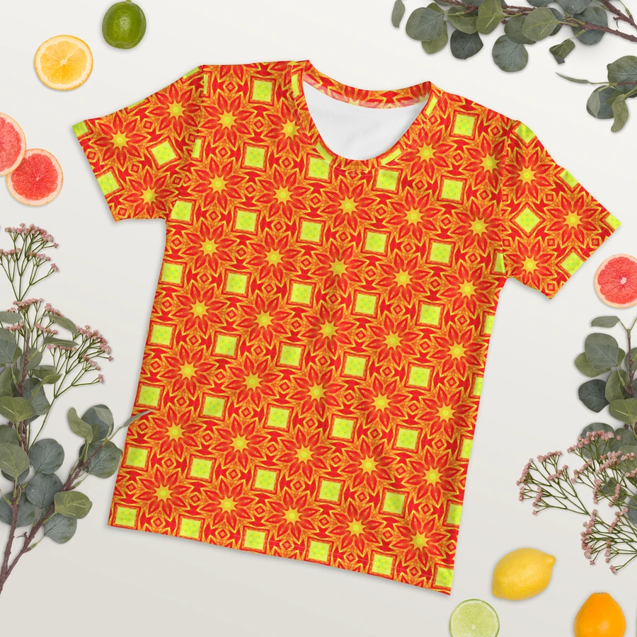 Abstract Repeating Orange Flower Ladies T Shirt product image (5)