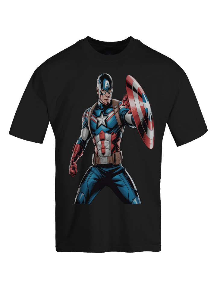 Aegis Abyss: Captain America Shadowed Surge Oversized Faded T-Shirt product image (1)