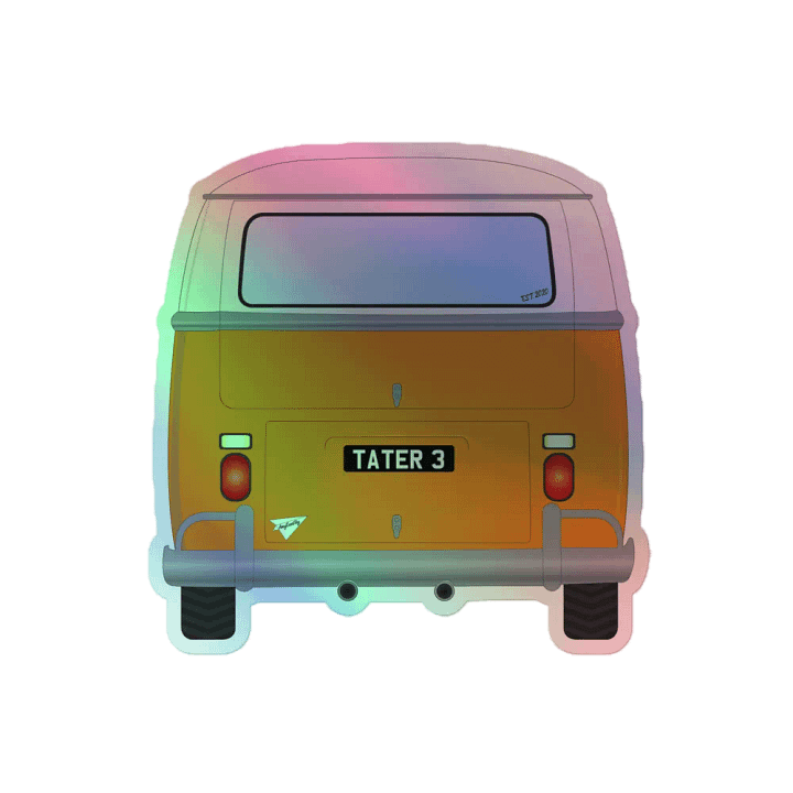 Orange bus Taterwave 3 year holo sticker product image (2)