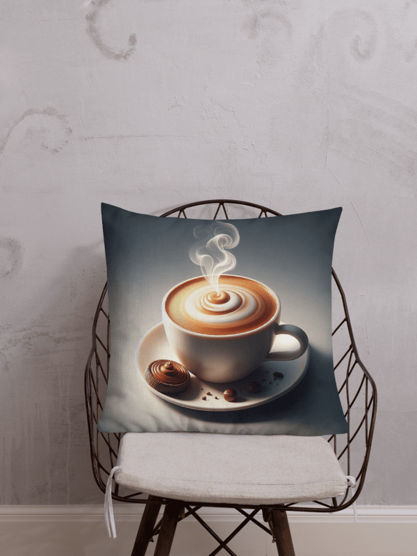 Swirling Steam Premium Pillow | Coffee fuels my brain. product image (1)