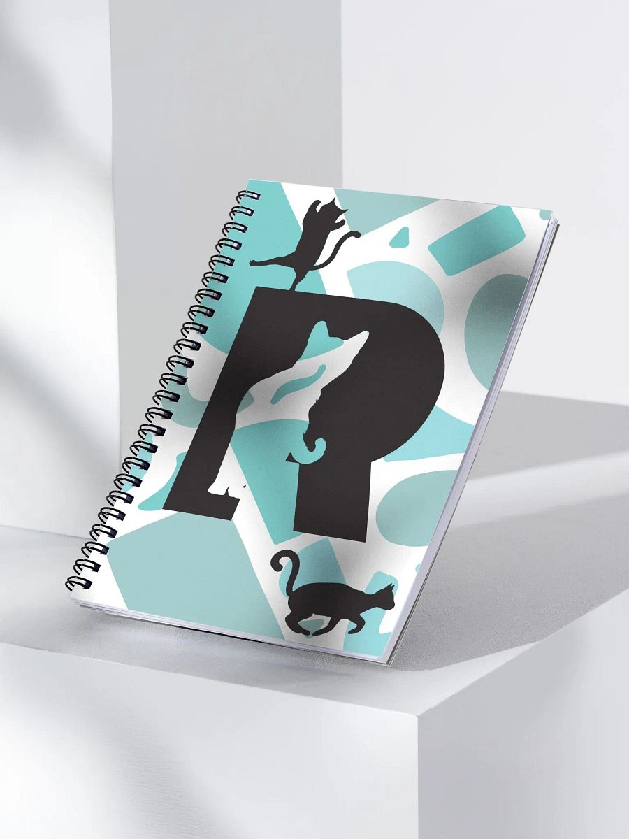 Monogram Letter R Cat Lover Geometric Blues Notebook product image (3)