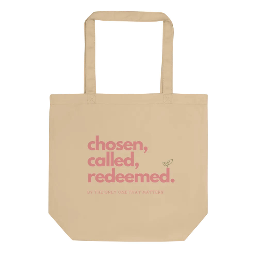 Chosen, Called, Redeemed Eco-friendly Tote (Pink Text) product image (1)