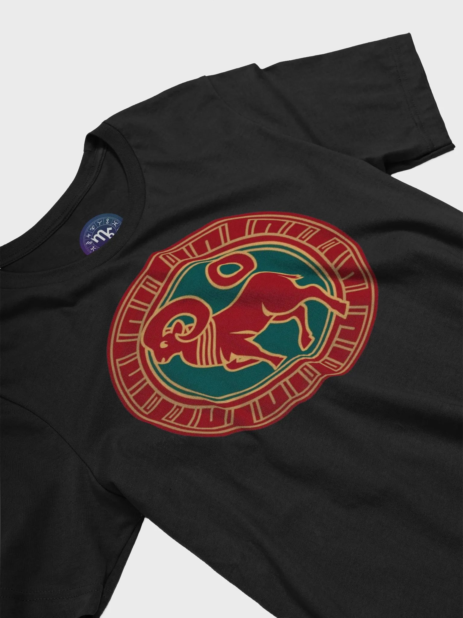Exclusive Aries Zodiac T-Shirt - Bold Red Ram in Detailed Circular Design product image (5)