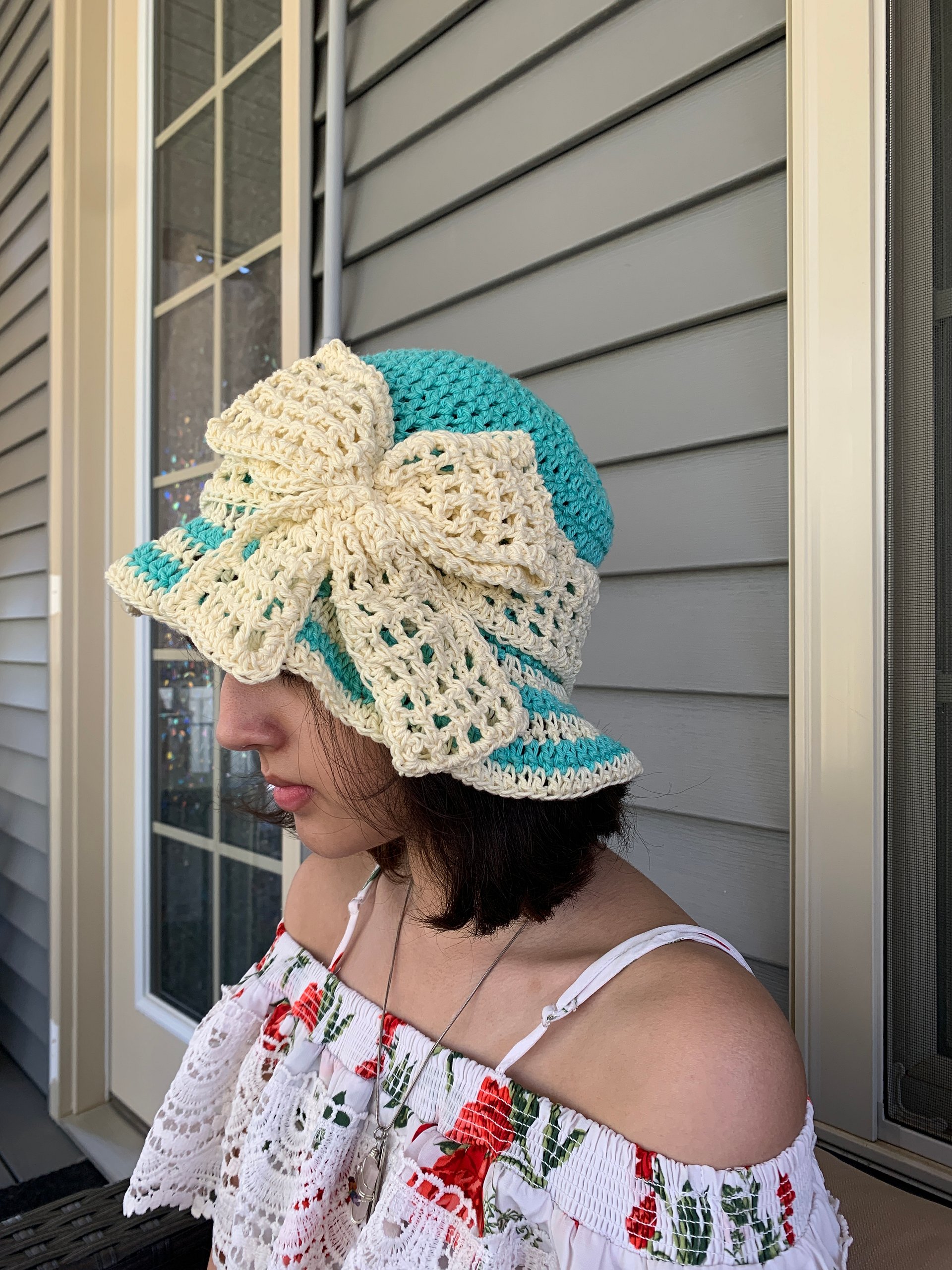 Retro Style Sun Hat Crochet Pattern, Romantic Vintage Style Cloche Summer Bucket Hat product image (5)