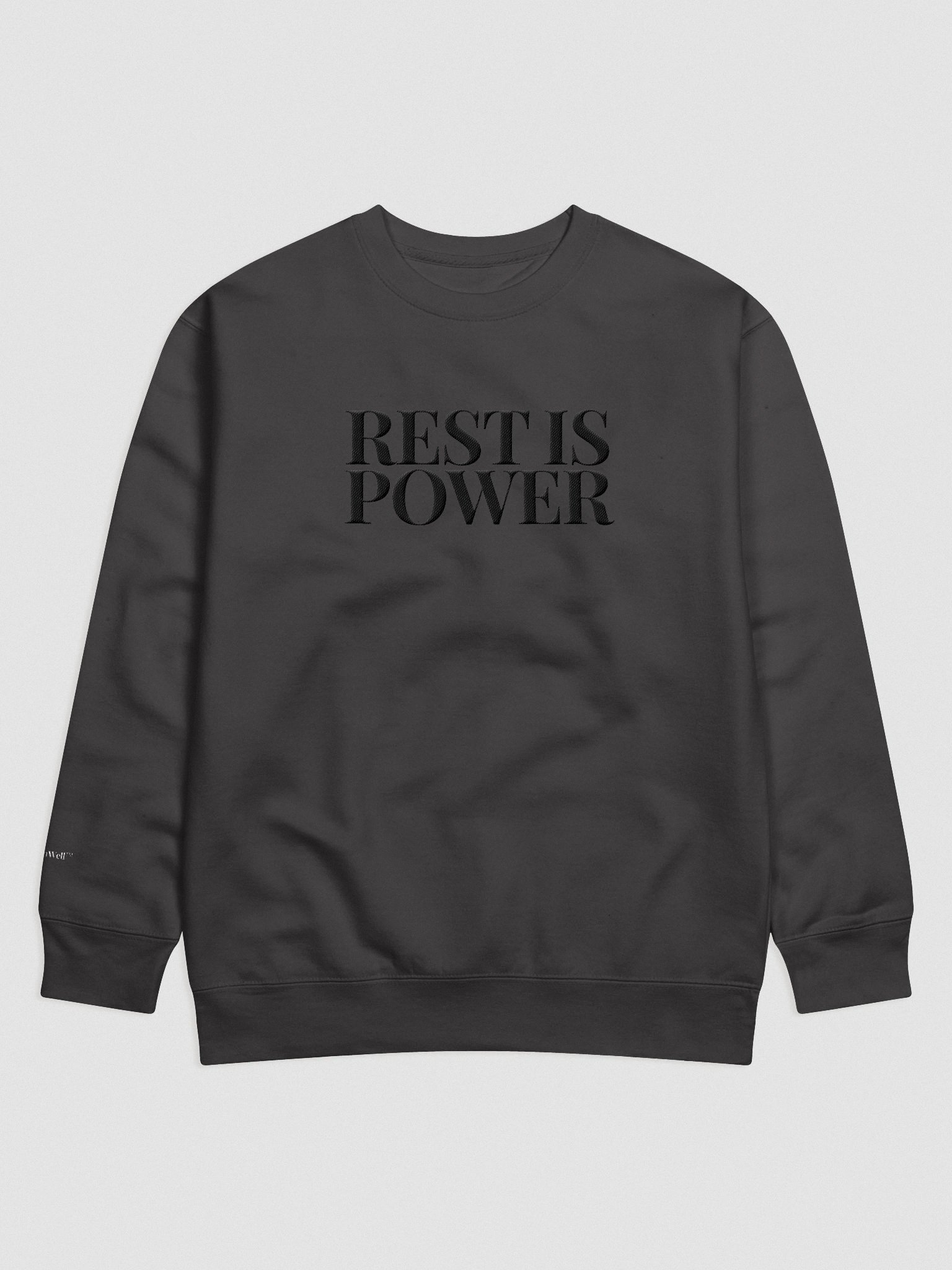 Rest Is Power. Crewneck Sweatshirt. Vintage Black + Tonal Embroidery product image (1)