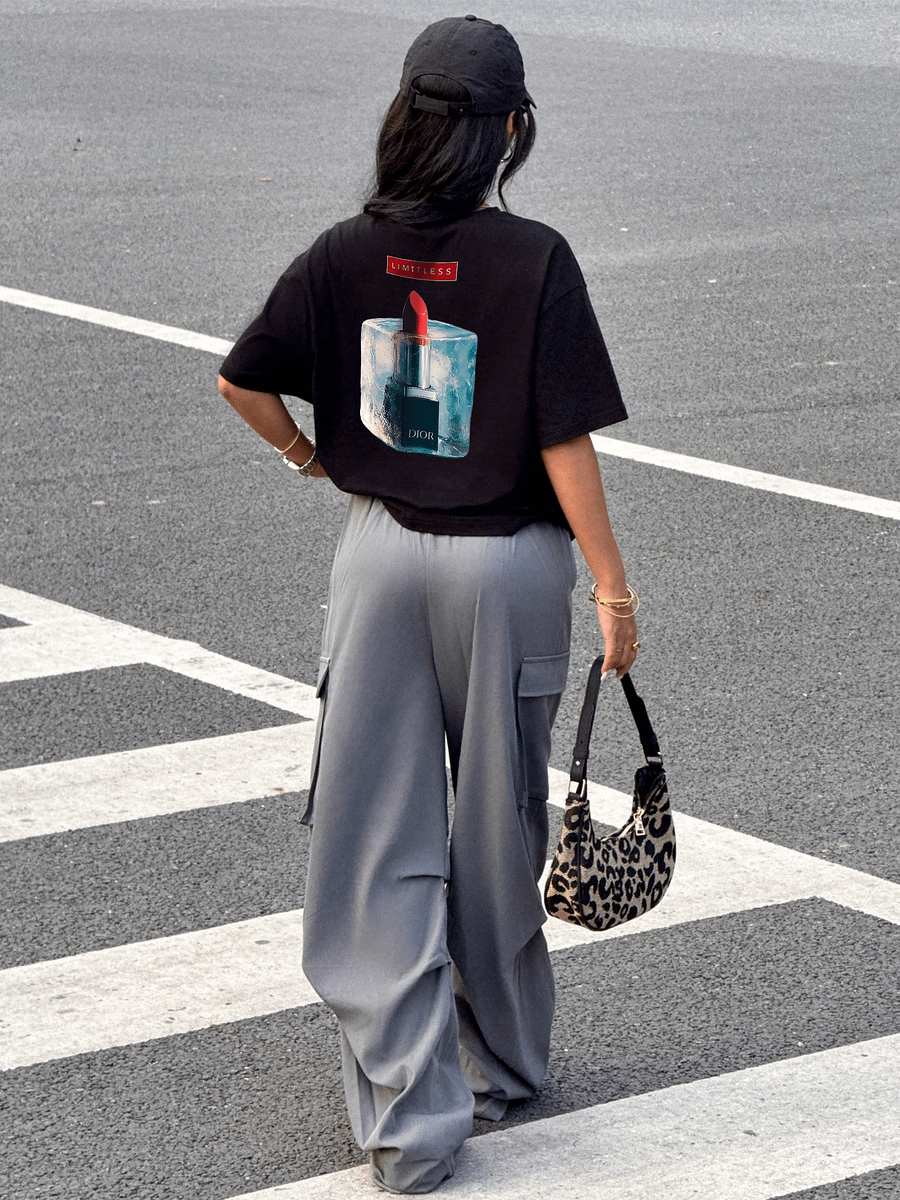 Women's Streetwear T-Shirt – Dior Lipstick Print | Limitless Vibe product image (1)