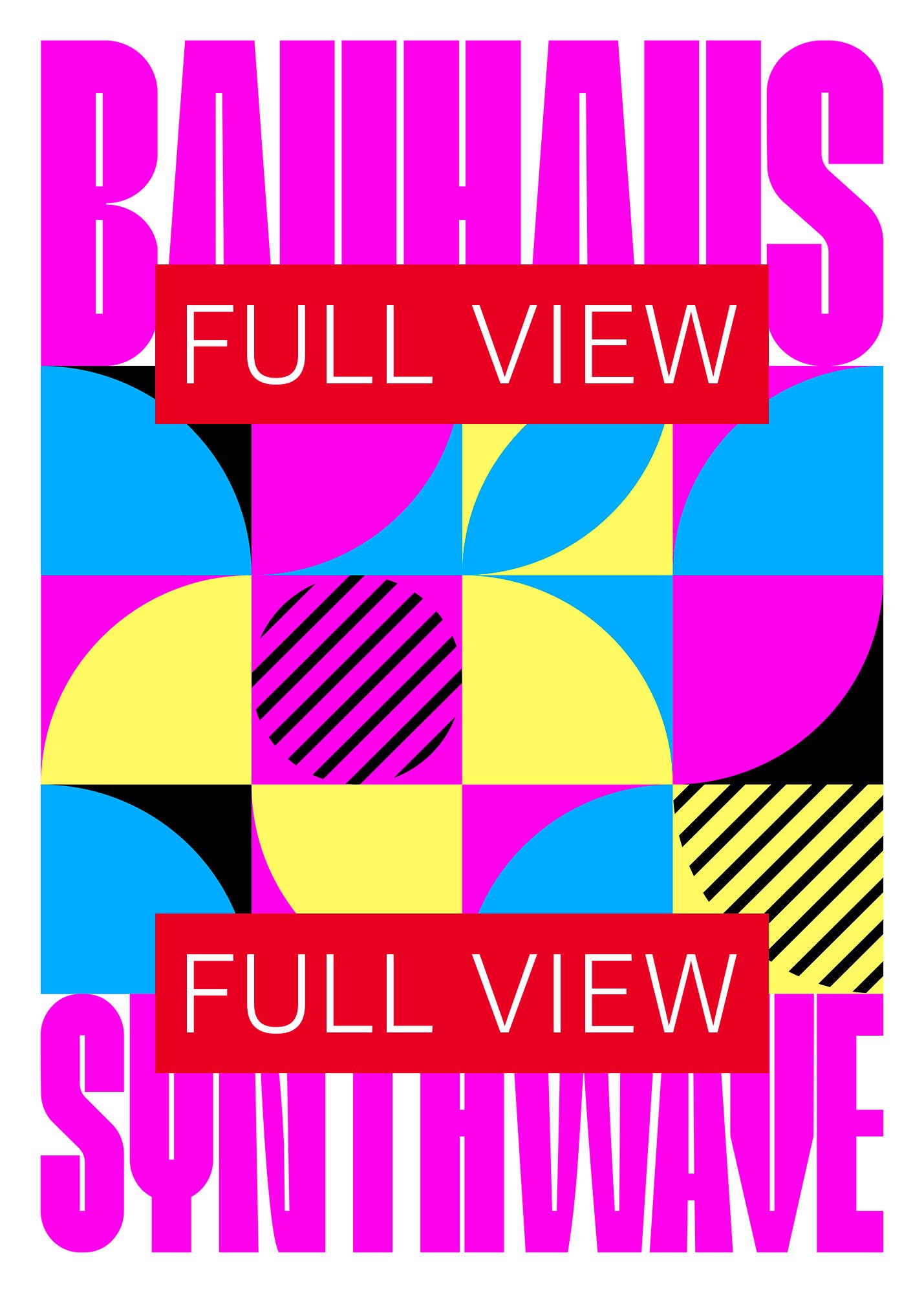 Bauhaus Synthwave #1 poster (fuchsia/magenta-blue) — abstract poster, retrowave print, vaporwave geometric art, 1980s print,1930s wall decor product image (3)