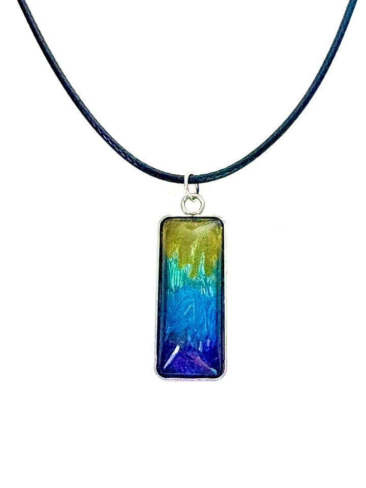 Electric Tide Pendant Necklace | Yellow, Blue & Purple Gradient | Rectangle Cabochon | Monique Faella Designs™ | MFD-00153 product image (1)