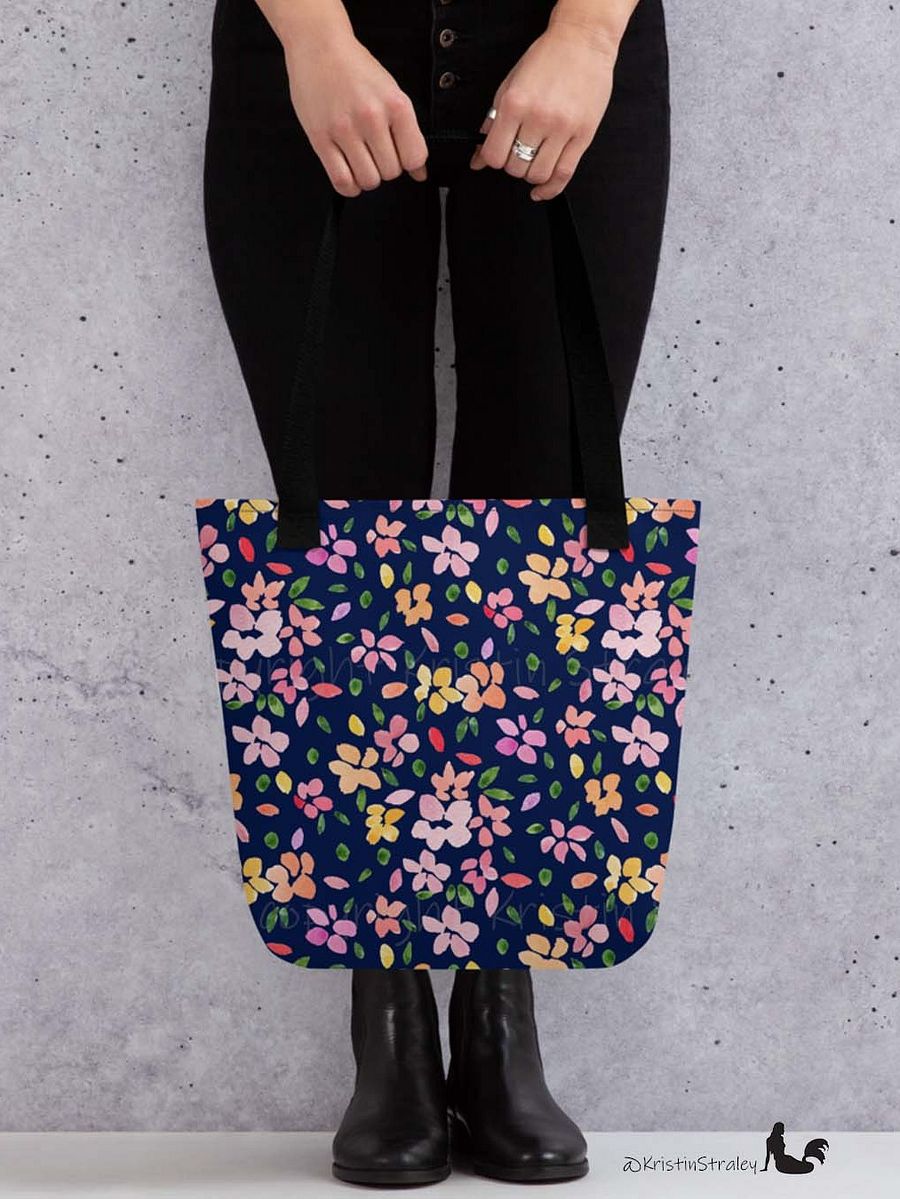 Spring Flowers Lg on Navy Blue Tote Bag product image (7)