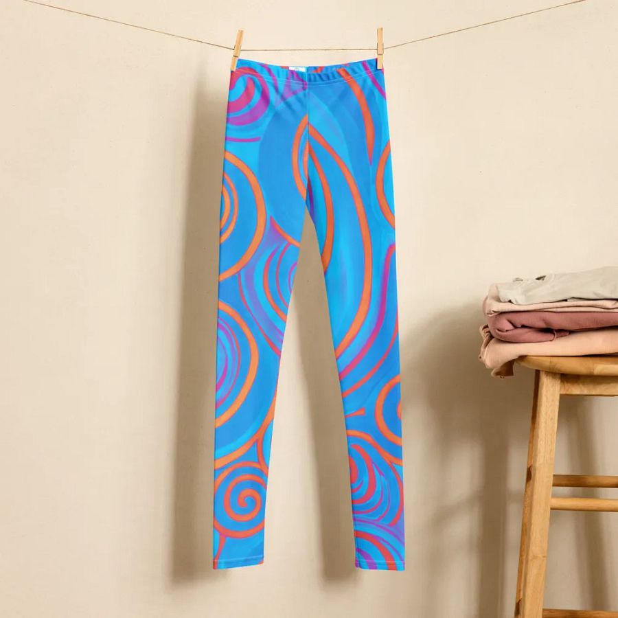 Funky Blue Dreams Liquid Tie-Dye Youth Leggings product image (8)