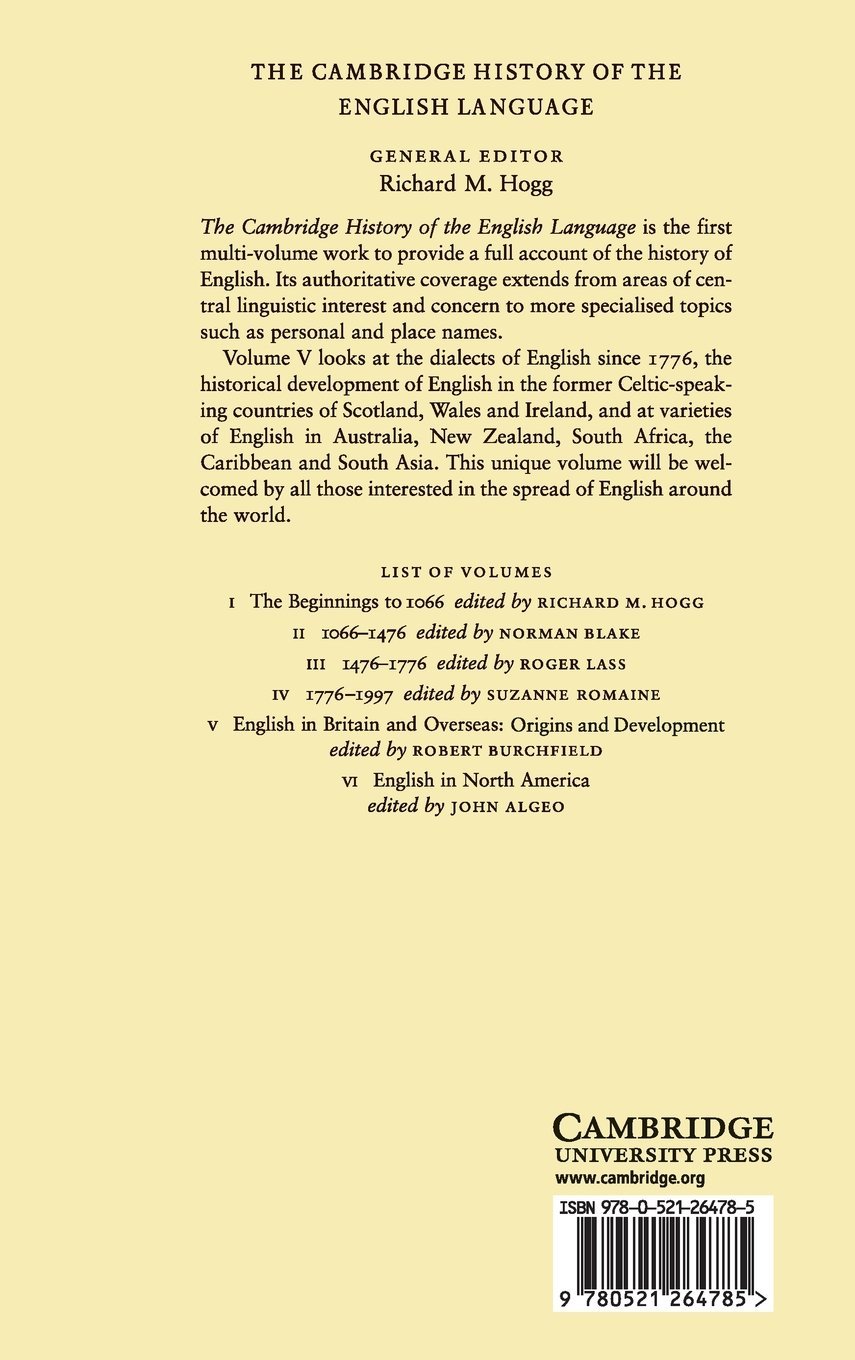The Cambridge History of the English Language, Vol. 5: English in Britain and Overseas: Origins and Development (Volume 5) product image (2)