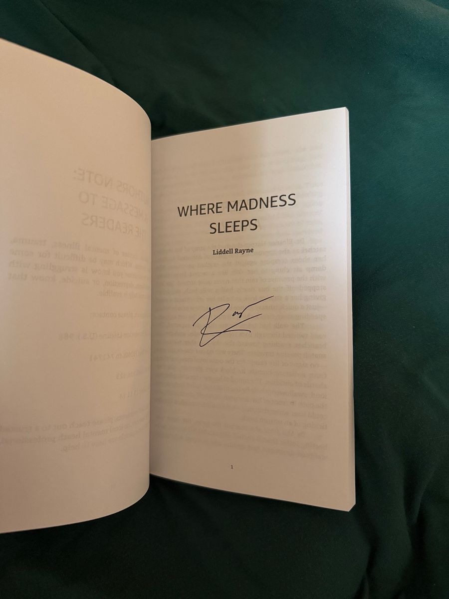 Signed paperback copy of Where Madness Sleeps product image (3)