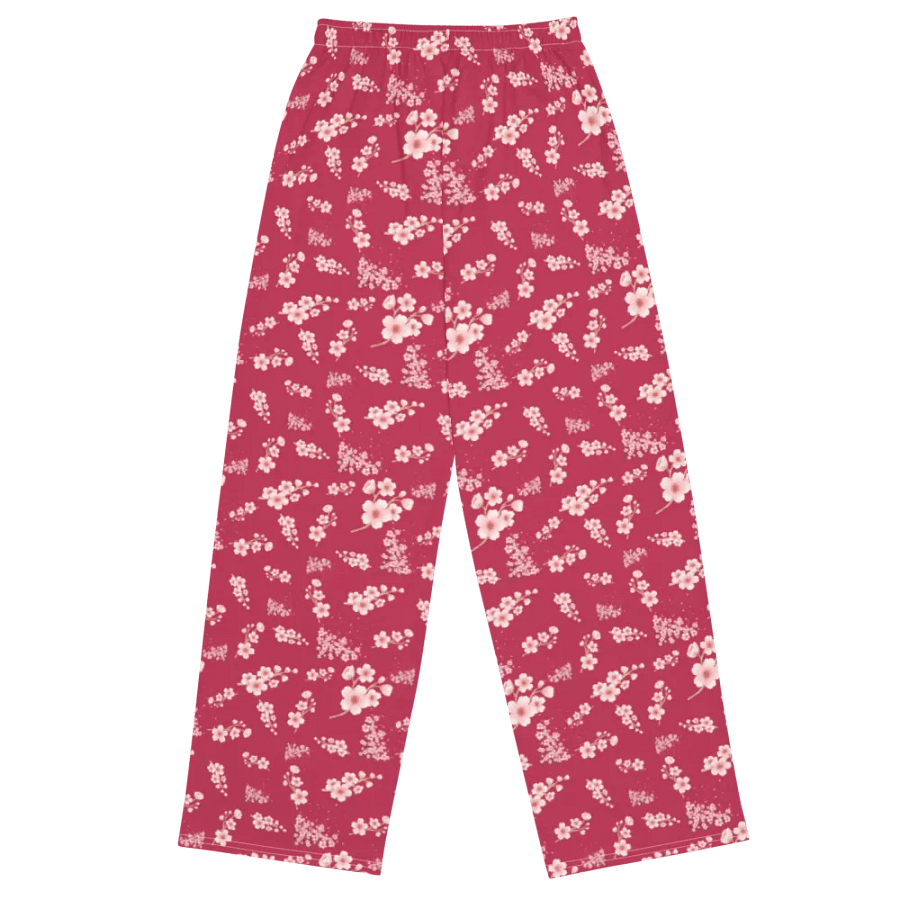 Cherry Blossoms on Magenta Unisex Wide-Leg Pants product image (3)