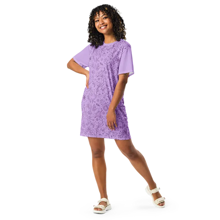 Light Purple Lilac Floral Women's T-Shirt Dress product image (2)
