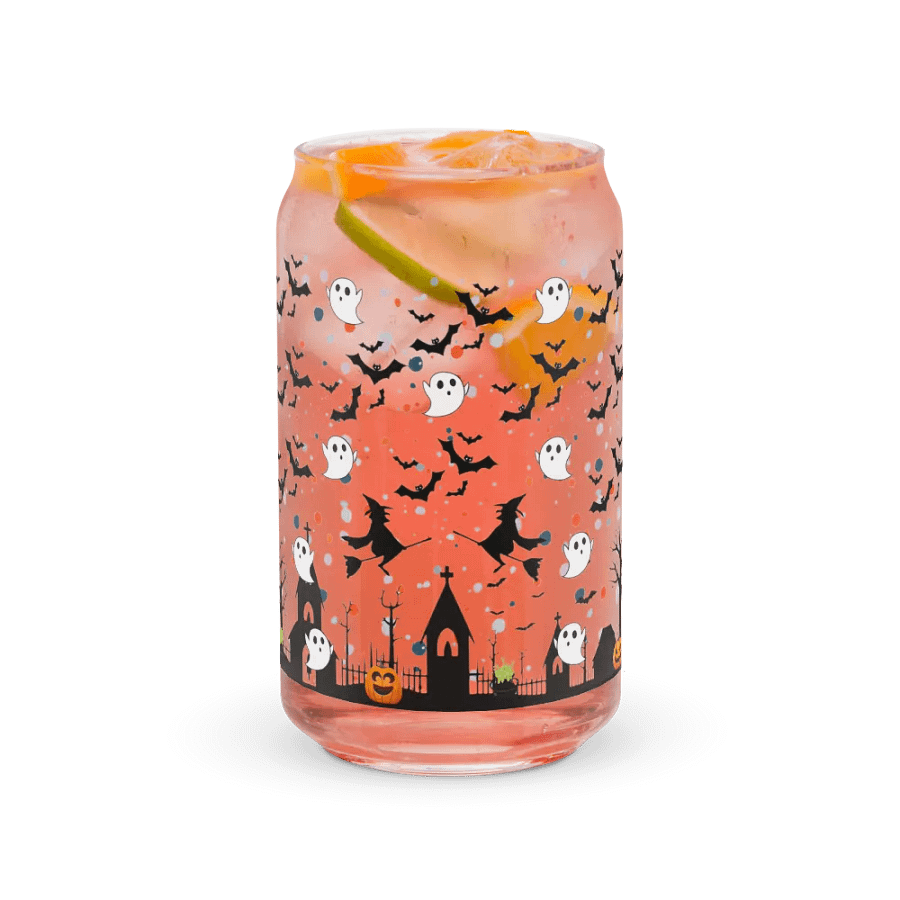 Spooky Can-Shaped Glass: Halloween Edition: 16 oz Can-Shaped Glass with Bamboo Lid & Metal Straw product image (9)