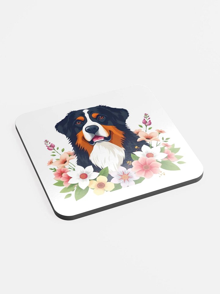 Floral Bernese Mountain Dog Cork Coaster product image (1)