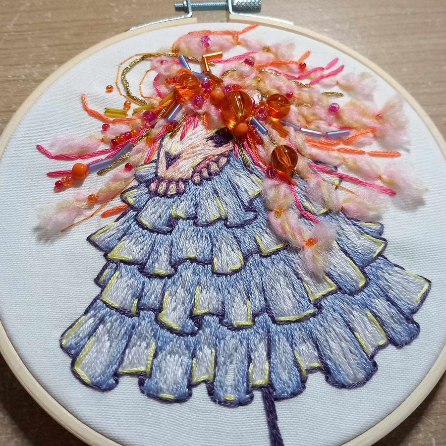 Sunrise Mari Lwyd Embroidery Hoop Art product image (3)