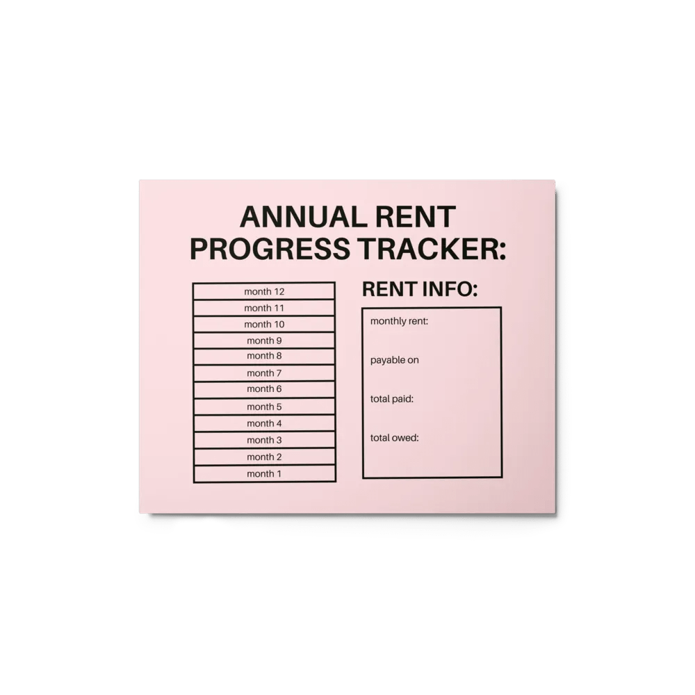 ANNUAL RENT TRACKER (black design 2) product image (1)
