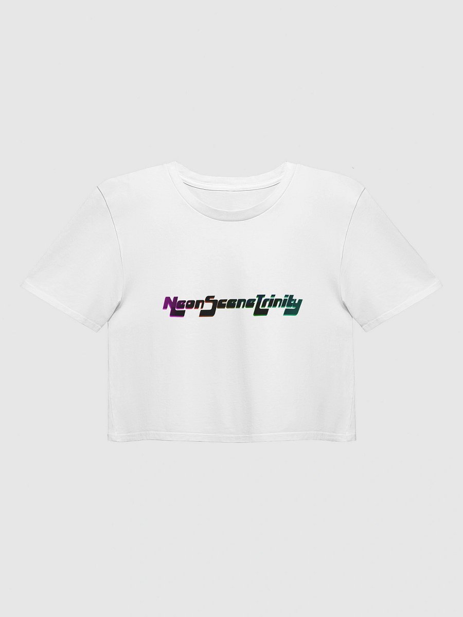 Neon Scene Trinity Logo Crop Top (White) product image (1)