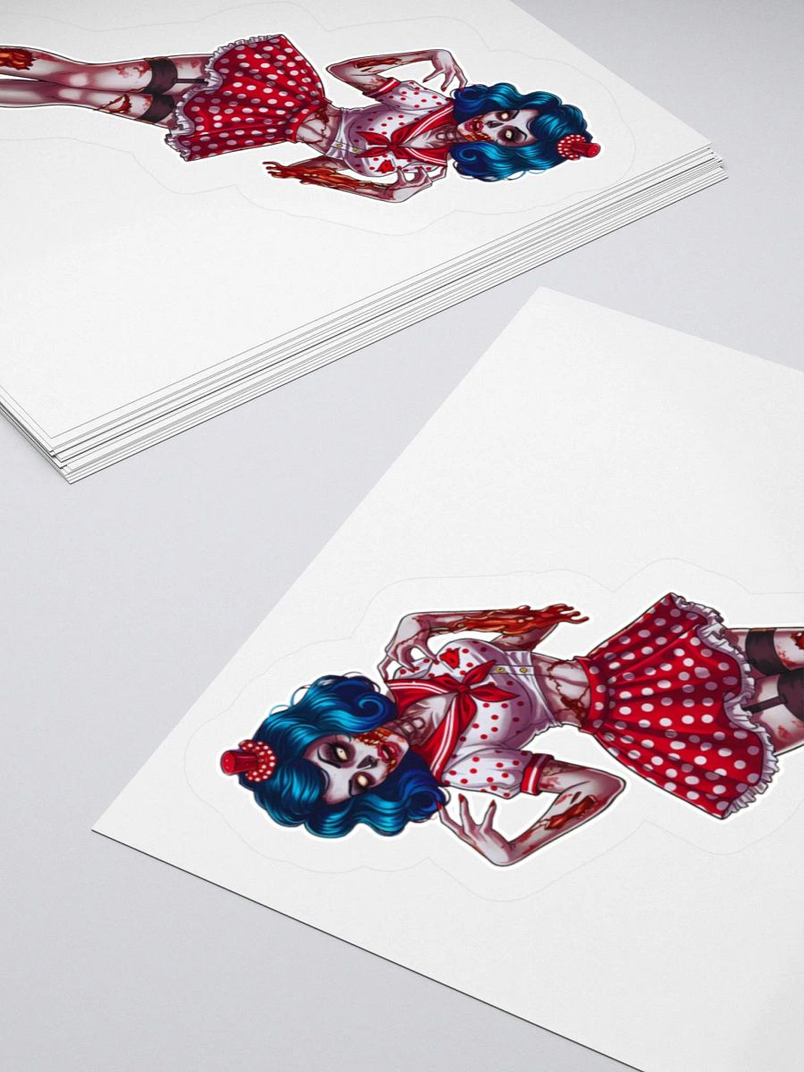 V3 Zombie Pinup Kiss Cut Stickers (White Edge) product image (4)