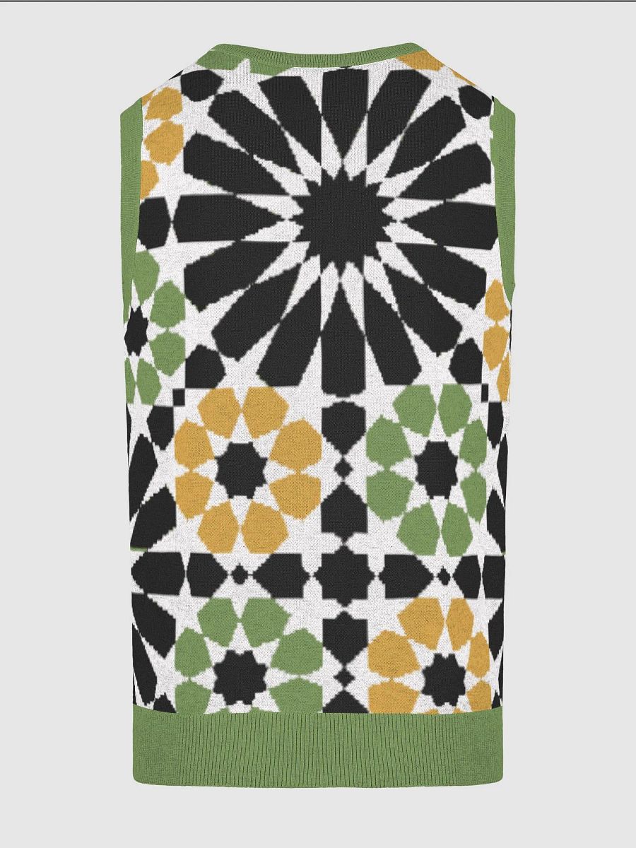 White Green Alhambra Mosaic Tile Knitted Relaxed Vest product image (18)