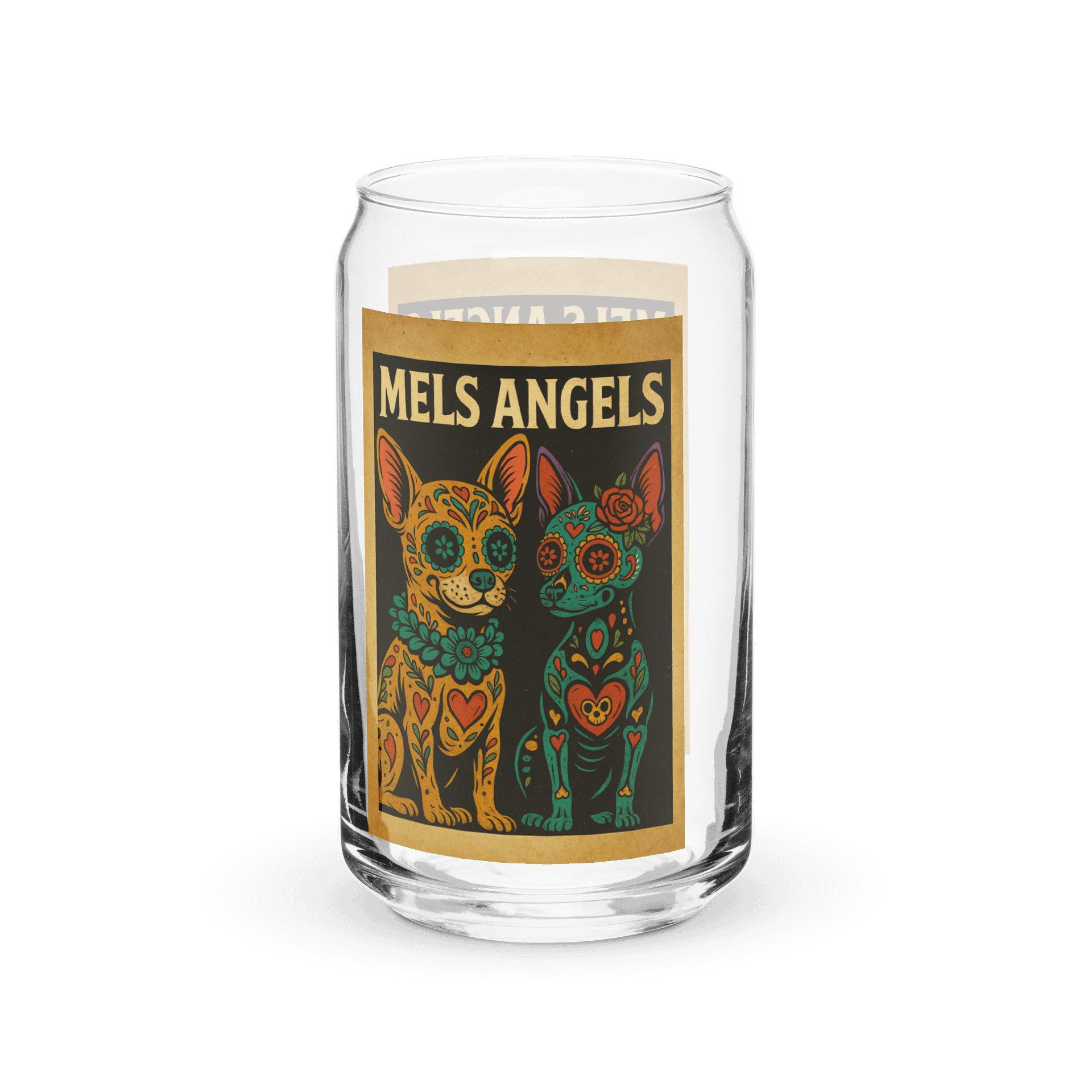 Mel’s Angels Can-Shaped Glass – Sugar Skull Chihuahuas Edition product image (4)