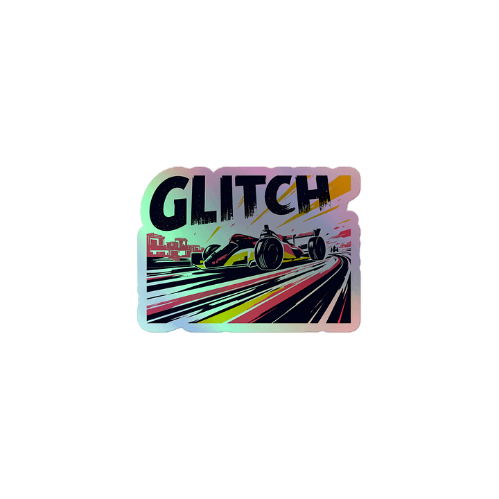 Digital Distortion Race Car | Glitch Art Holographic Sticker product image (1)