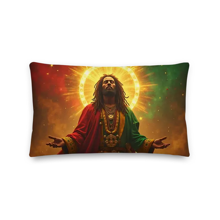 Jah Rastafari Divine Pillow – 20″ × 12″ product image (1)