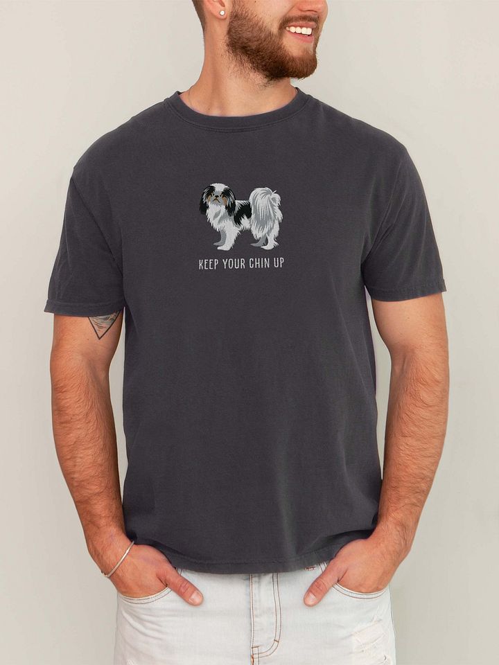 Keep Your Chin Up T-Shirt(Embroidered) of a Japanese Chin(Tricolor) product image (2)