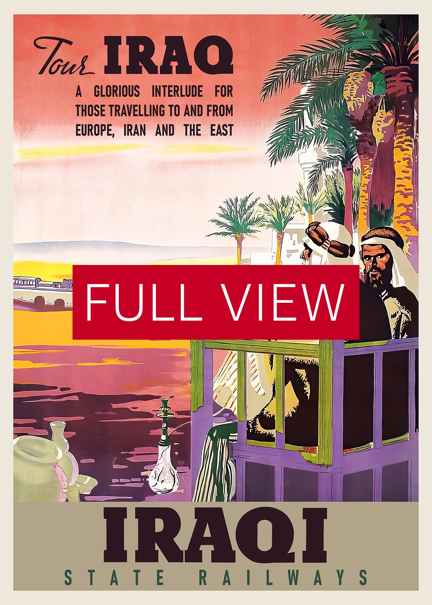 Iraq Railways, Baghdad, Iraq, Middle East. 1930s — retro vintage travel poster, retro travel art, retro travel wall art product image (3)